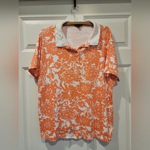 Lands End Women Orange Short Sleeve Polo Shirt Size 1x